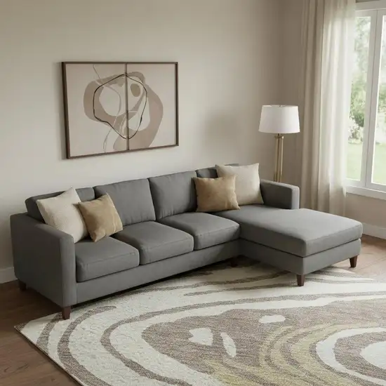 Taupe Ivory And Gold Abstract Washable Area Rug With UV Protection Photo 2