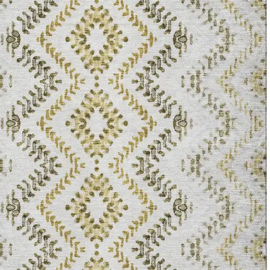 Taupe Ivory And Gold Geometric Washable Area Rug With UV Protection Photo 3