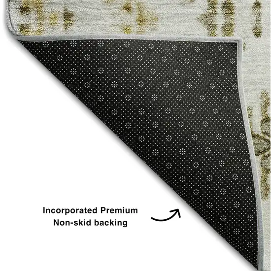 Taupe Ivory And Gold Geometric Washable Area Rug With UV Protection Photo 7