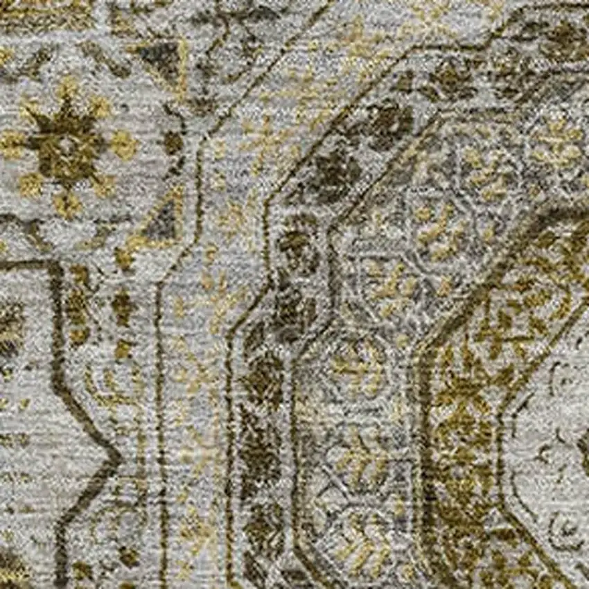 Taupe Ivory And Gold Medallion Washable Area Rug With UV Protection Photo 3