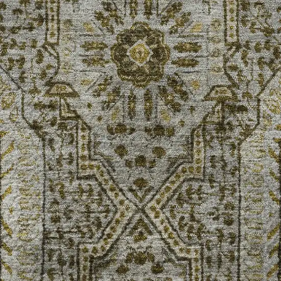 Taupe Ivory And Gold Medallion Washable Area Rug With UV Protection Photo 9