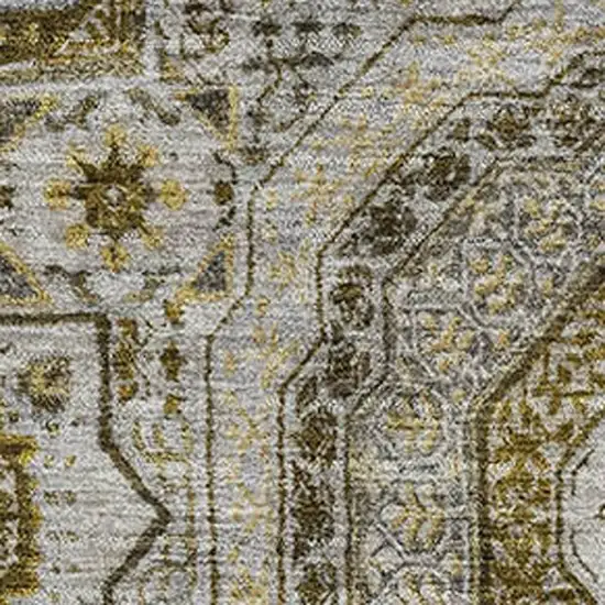 Taupe Ivory And Gold Medallion Washable Area Rug With UV Protection Photo 3