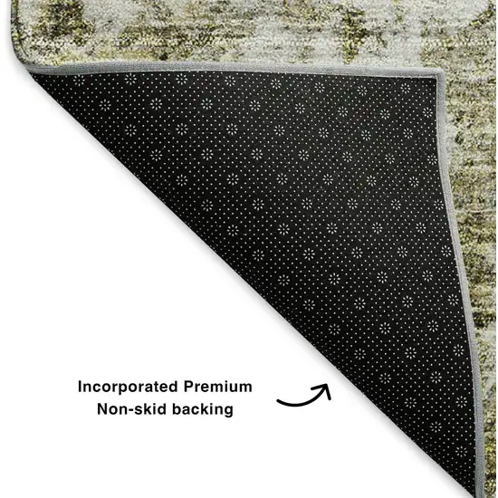 Taupe Ivory And Gold Oriental Washable Area Rug With UV Protection Photo 5