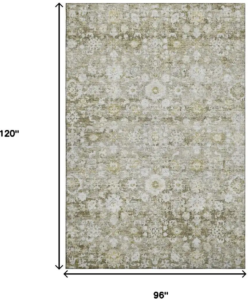 Taupe Ivory And Gold Oriental Washable Area Rug With UV Protection Photo 9