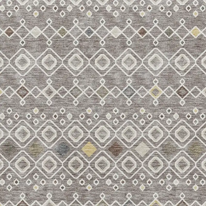 Taupe Ivory And Gold Southwestern Washable Area Rug With UV Protection Photo 2