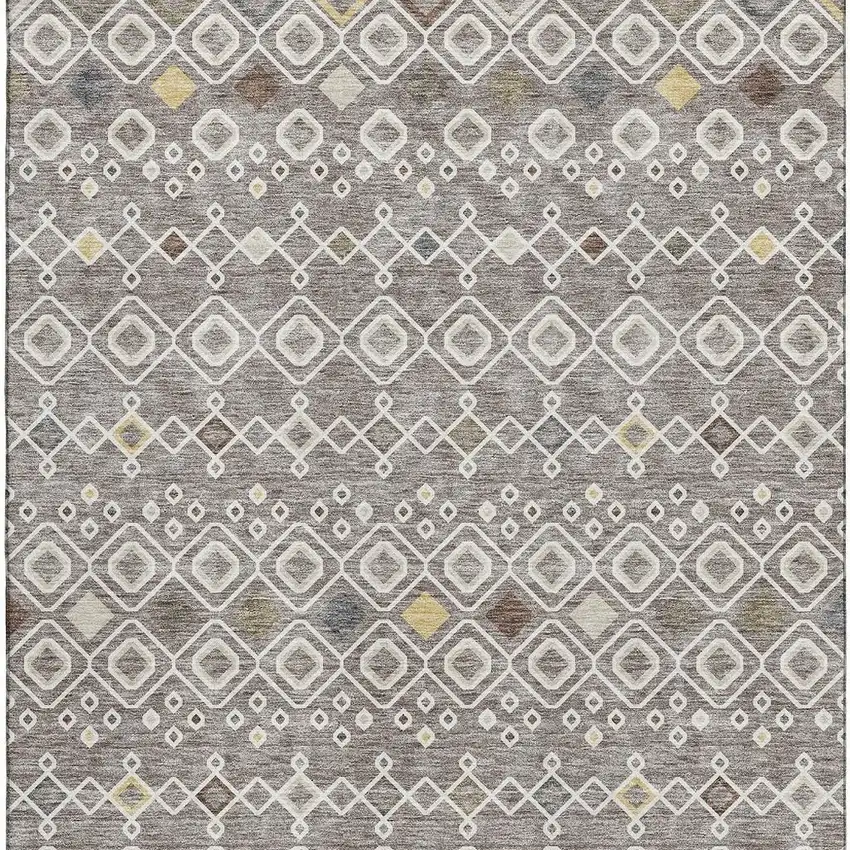 Taupe Ivory And Gold Southwestern Washable Area Rug With UV Protection Photo 3