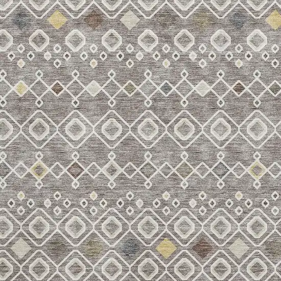 Taupe Ivory And Gold Southwestern Washable Area Rug With UV Protection Photo 2