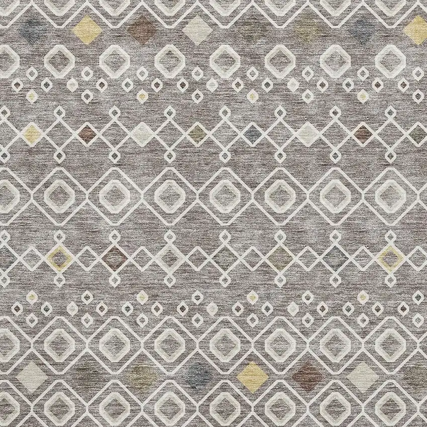 Taupe Ivory And Gold Southwestern Washable Area Rug With UV Protection Photo 2