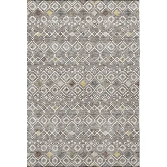 Taupe Ivory And Gold Southwestern Washable Area Rug With UV Protection Photo 2
