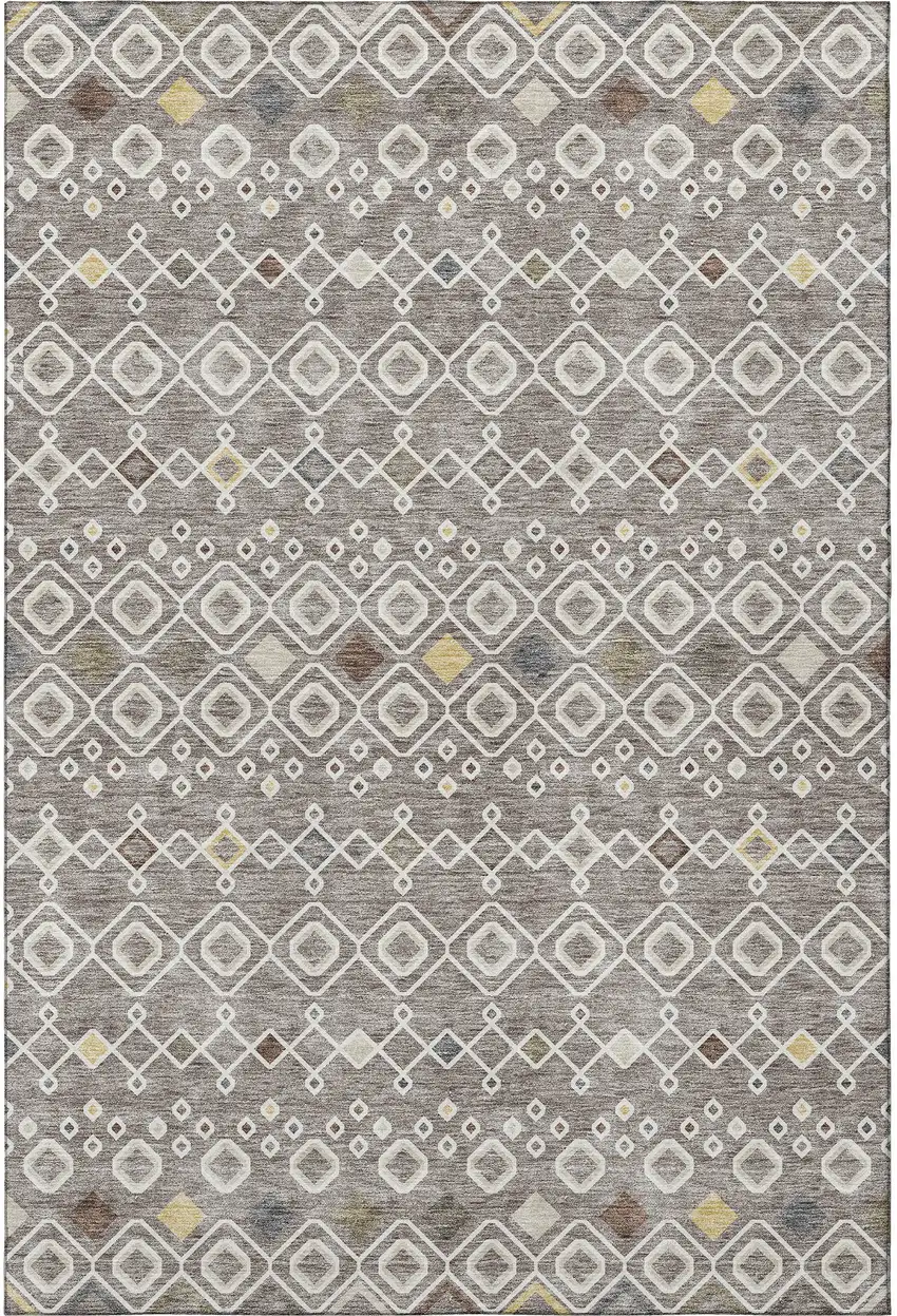 Taupe Ivory And Gold Southwestern Washable Area Rug With UV Protection Photo 2