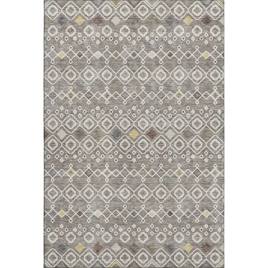 Taupe Ivory And Gold Southwestern Washable Area Rug With UV Protection Photo 1