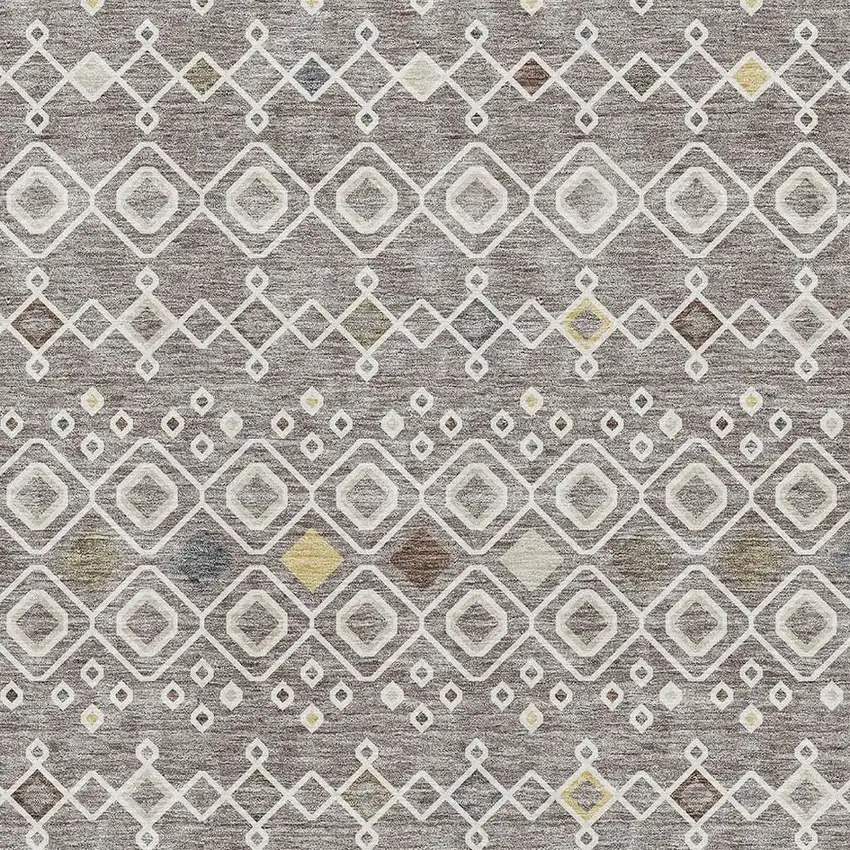 Taupe Ivory And Gold Southwestern Washable Area Rug With UV Protection Photo 2