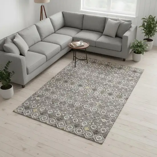 Taupe Ivory And Gold Southwestern Washable Area Rug With UV Protection Photo 2