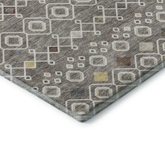 Taupe Ivory And Gold Southwestern Washable Area Rug With UV Protection Photo 7