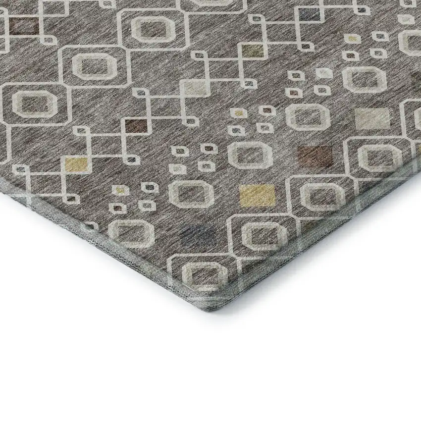 Taupe Ivory And Gold Southwestern Washable Area Rug With UV Protection Photo 7