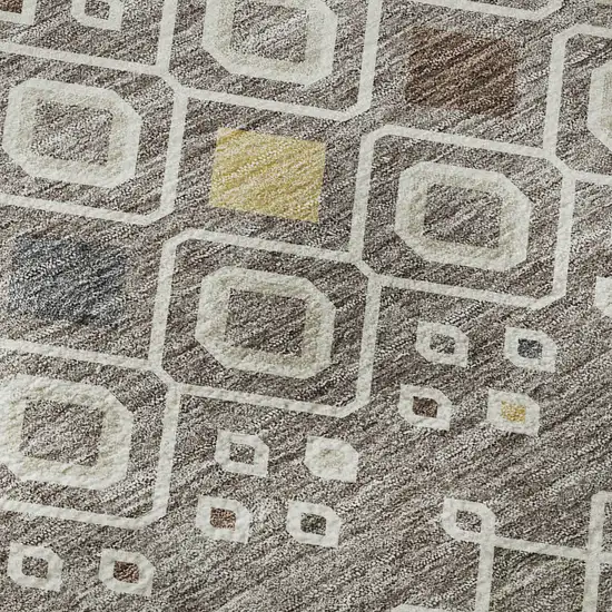 Taupe Ivory And Gold Southwestern Washable Area Rug With UV Protection Photo 9