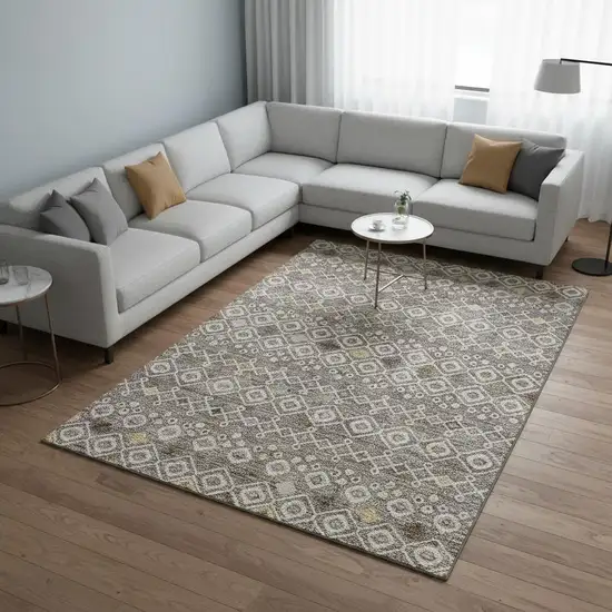 Taupe Ivory And Gold Southwestern Washable Area Rug With UV Protection Photo 2