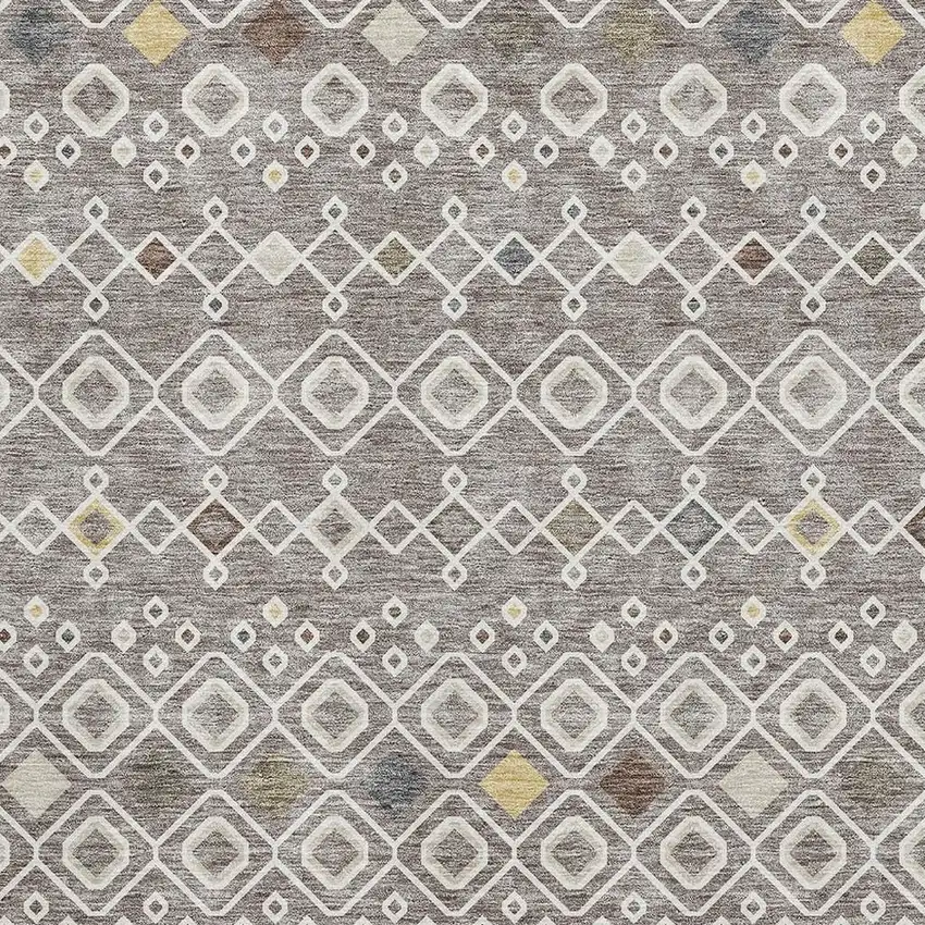 Taupe Ivory And Gold Southwestern Washable Area Rug With UV Protection Photo 2