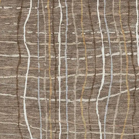 Taupe Ivory And Gold Striped Washable Area Rug With UV Protection Photo 2