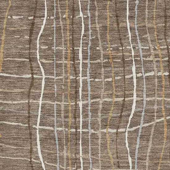 Taupe Ivory And Gold Striped Washable Area Rug With UV Protection Photo 2