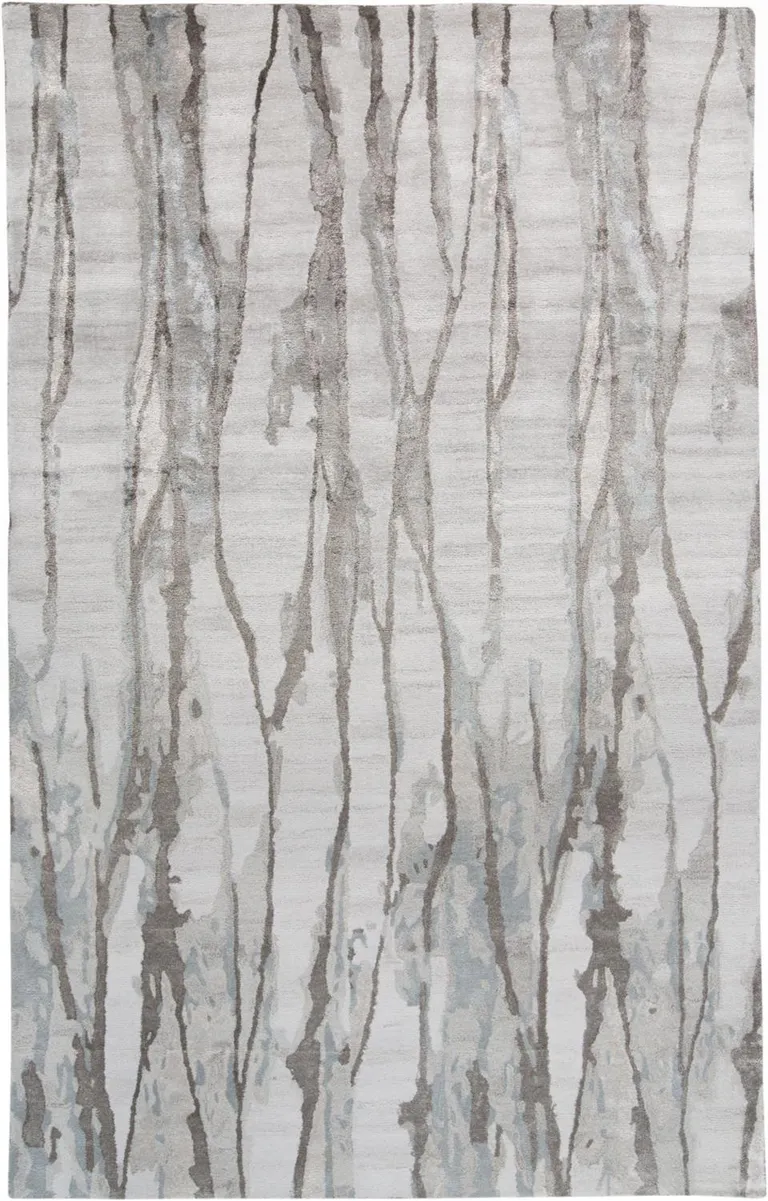 Taupe Ivory And Gray Abstract Tufted Handmade Area Rug Photo 4