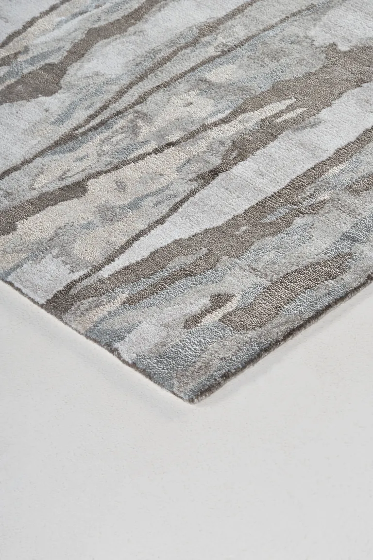 Taupe Ivory And Gray Abstract Tufted Handmade Area Rug Photo 5
