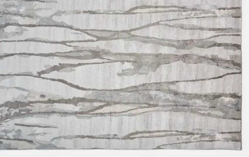 Ivory and Gray Abstract Hand Tufted Area Rug Photo 4