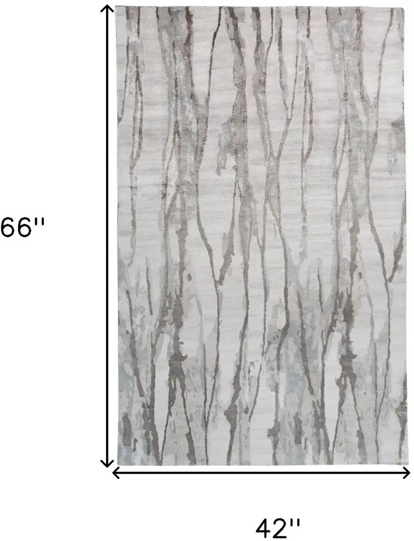 Ivory and Gray Abstract Hand Tufted Area Rug Photo 3
