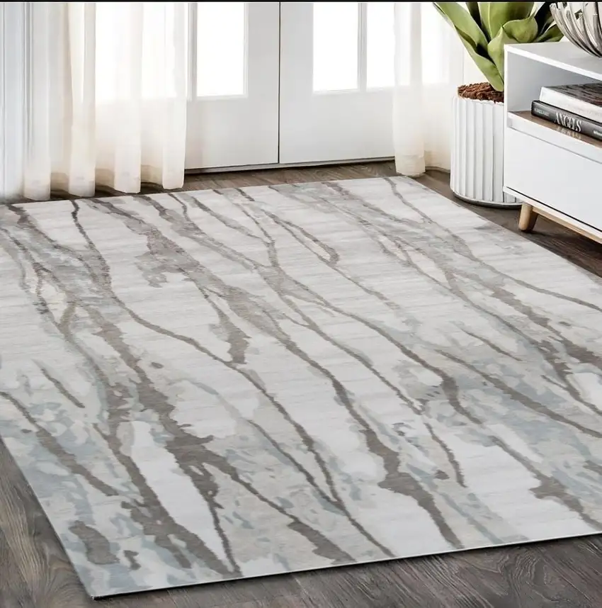 Taupe Ivory And Gray Abstract Tufted Handmade Area Rug Photo 2
