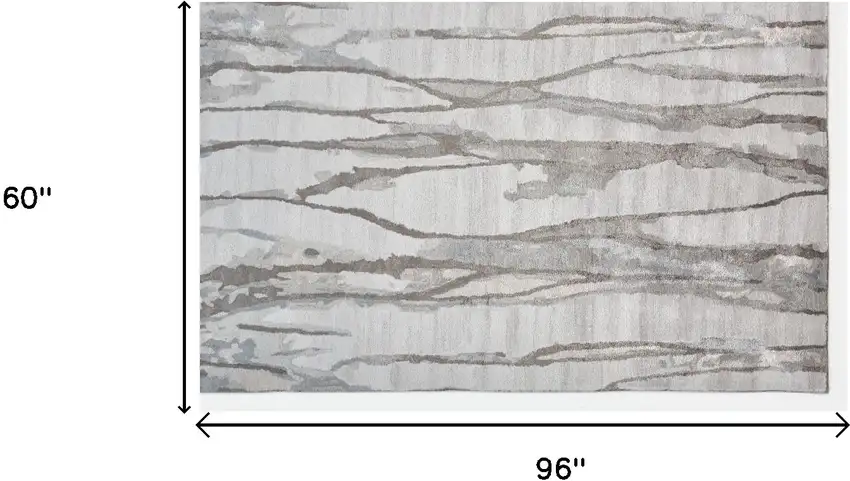 Taupe Ivory And Gray Abstract Tufted Handmade Area Rug Photo 10