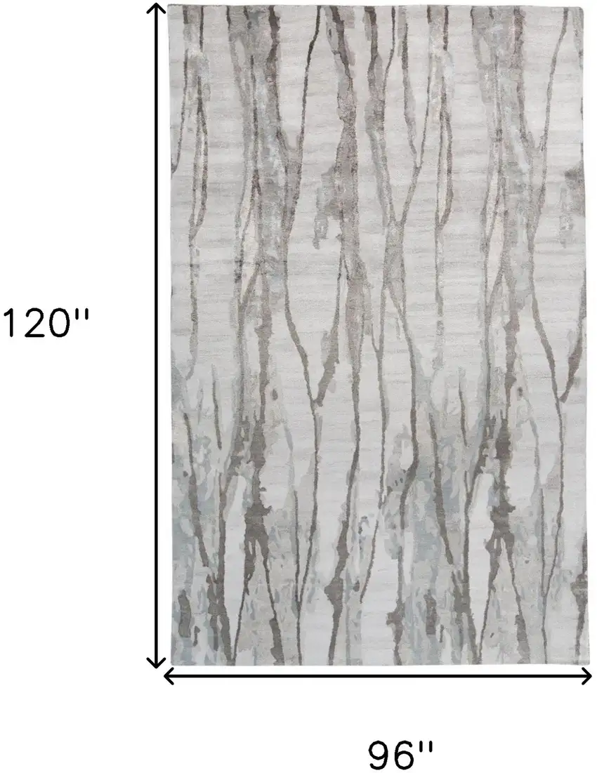 Taupe Ivory And Gray Abstract Tufted Handmade Area Rug Photo 9