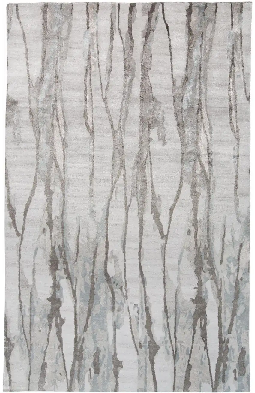 Taupe Ivory And Gray Abstract Tufted Handmade Area Rug Photo 4