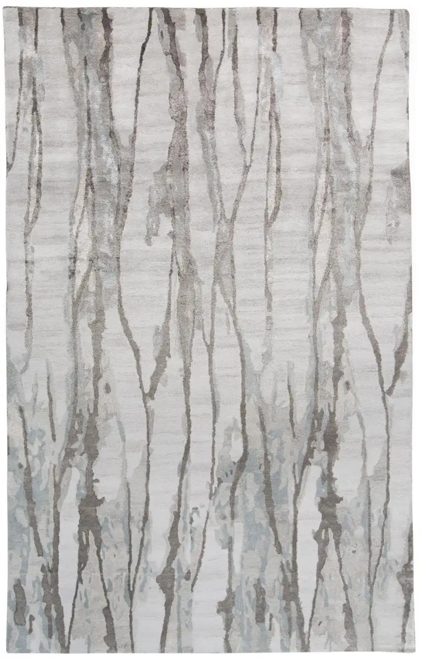 Ivory and Gray Abstract Hand Tufted Area Rug Photo 2