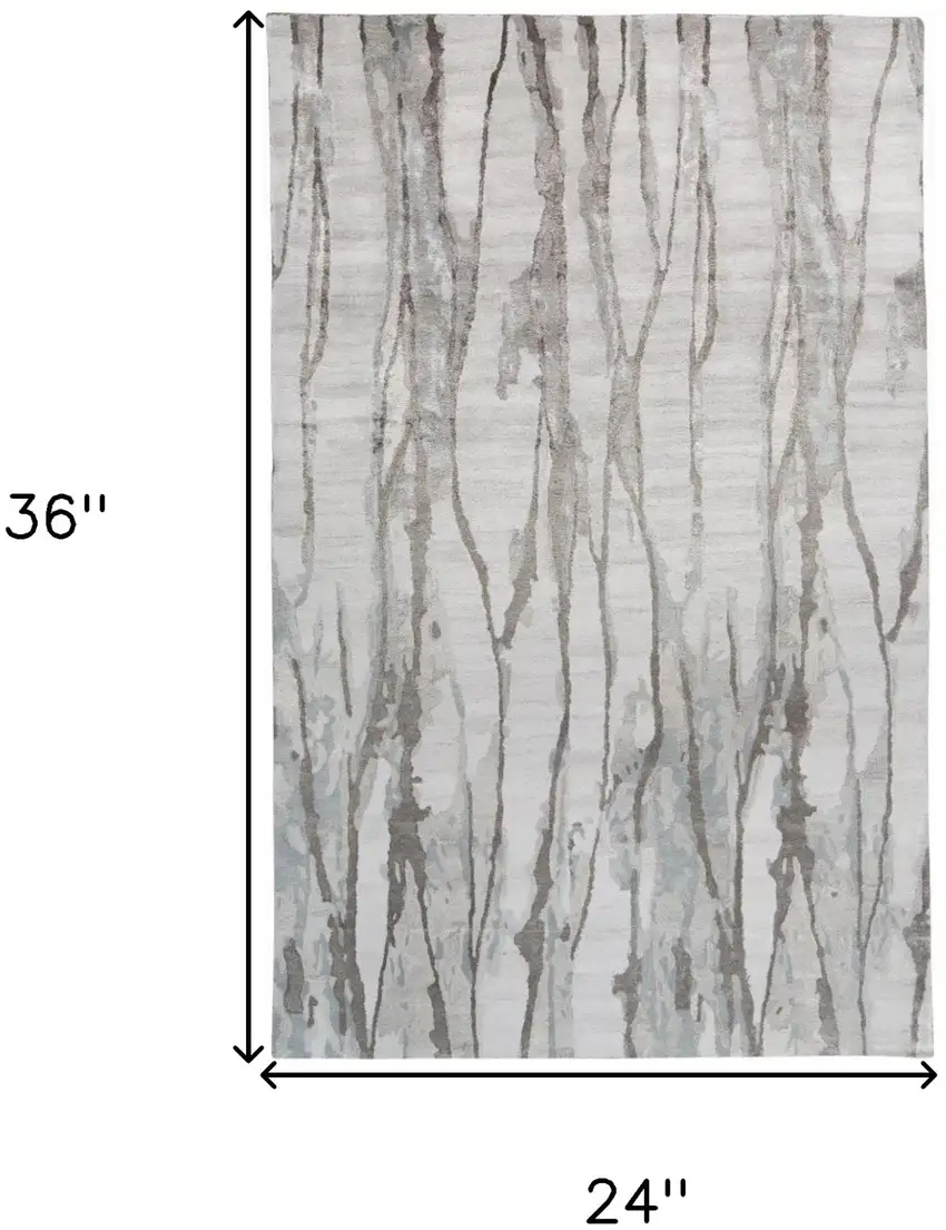 Ivory and Gray Abstract Hand Tufted Area Rug Photo 3