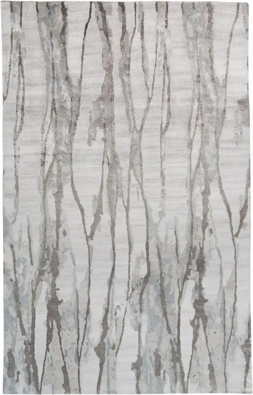 Taupe Ivory And Gray Abstract Tufted Handmade Area Rug Photo 7