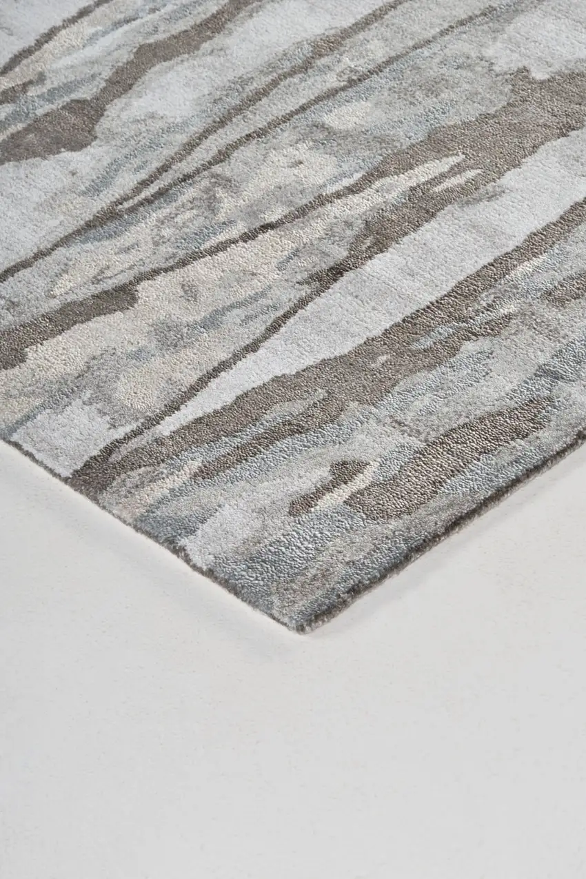 Taupe Ivory And Gray Abstract Tufted Handmade Area Rug Photo 8