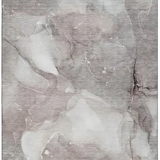 Taupe Ivory And Gray Abstract Washable Area Rug With UV Protection Photo 4