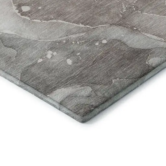 Taupe Ivory And Gray Abstract Washable Area Rug With UV Protection Photo 8