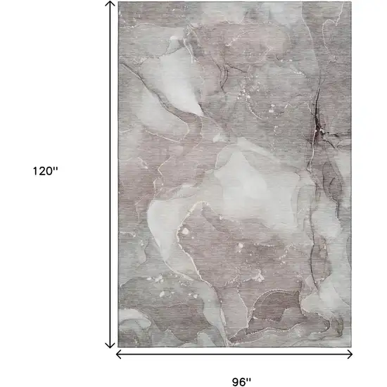 Taupe Ivory And Gray Abstract Washable Area Rug With UV Protection Photo 7
