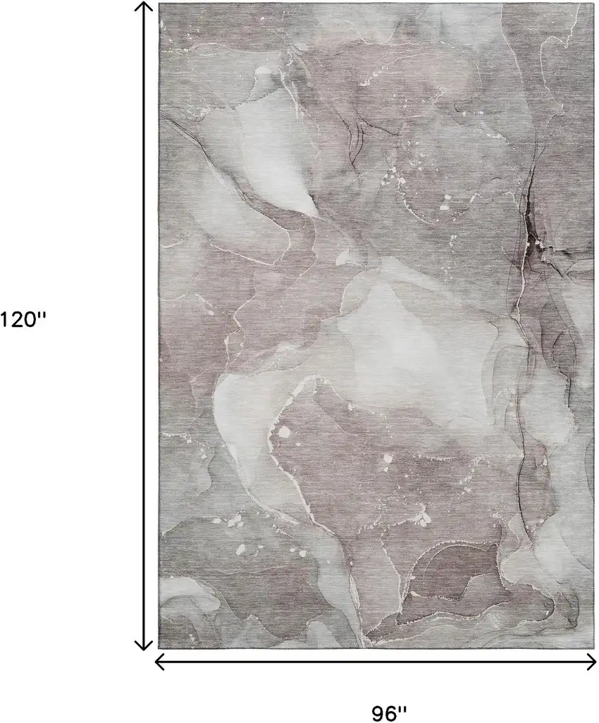 Taupe Ivory And Gray Abstract Washable Area Rug With UV Protection Photo 7