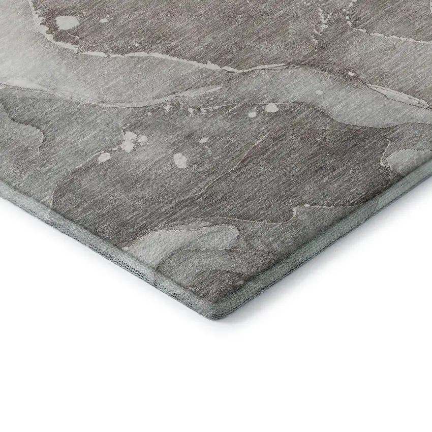 Taupe Ivory And Gray Abstract Washable Area Rug With UV Protection Photo 9