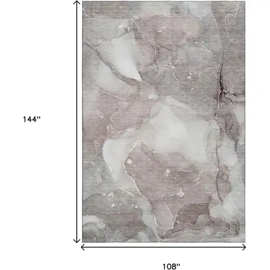 Taupe Ivory And Gray Abstract Washable Area Rug With UV Protection Photo 7