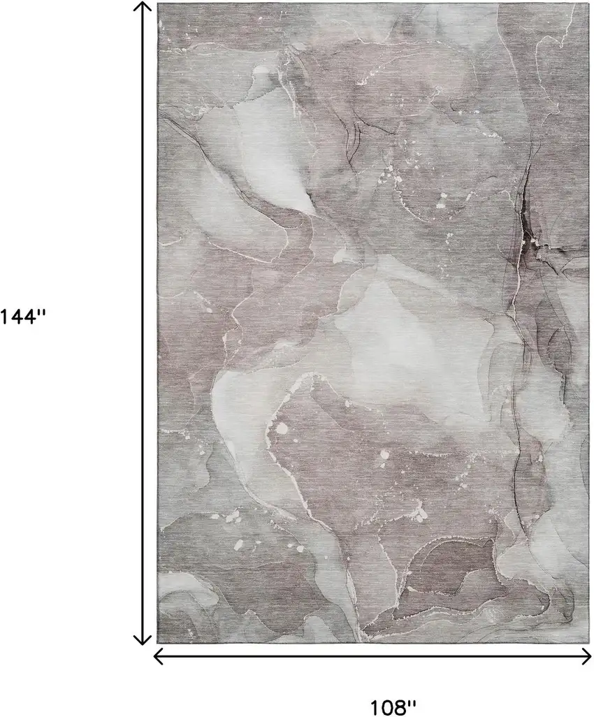 Taupe Ivory And Gray Abstract Washable Area Rug With UV Protection Photo 7