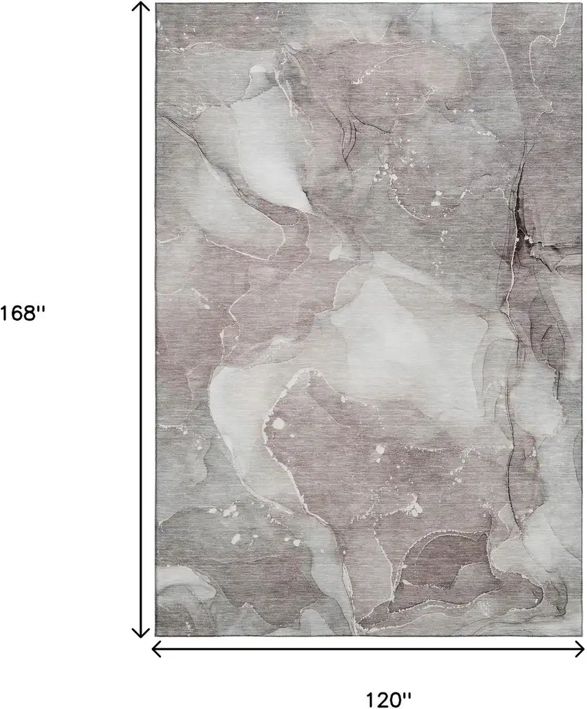 Taupe Ivory And Gray Abstract Washable Area Rug With UV Protection Photo 6