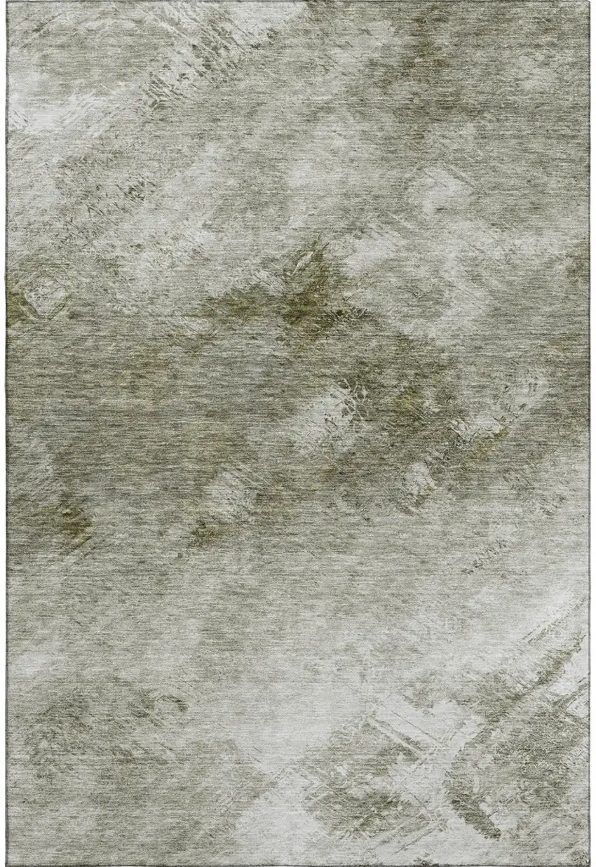 Taupe Ivory And Gray Abstract Washable Area Rug With UV Protection Photo 2