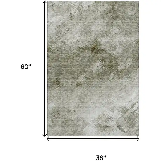 Taupe Ivory And Gray Abstract Washable Area Rug With UV Protection Photo 3