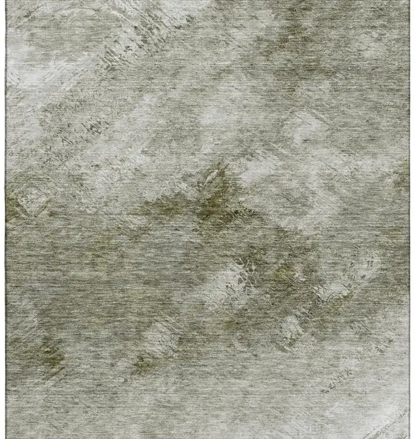 Taupe Ivory And Gray Abstract Washable Area Rug With UV Protection Photo 5