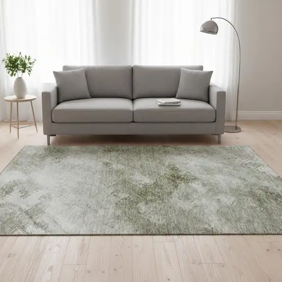 Taupe Ivory And Gray Abstract Washable Area Rug With UV Protection Photo 2