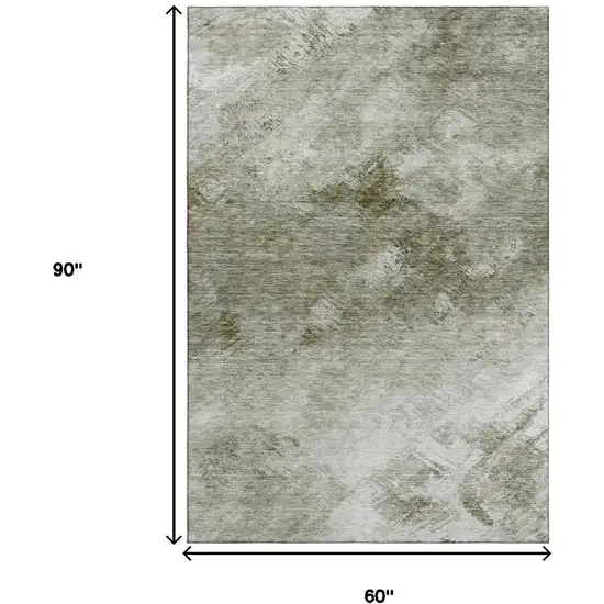 Taupe Ivory And Gray Abstract Washable Area Rug With UV Protection Photo 7