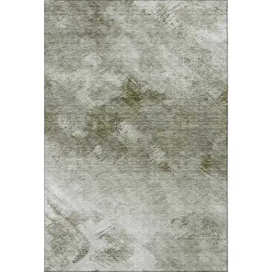 Taupe Ivory And Gray Abstract Washable Area Rug With UV Protection Photo 4